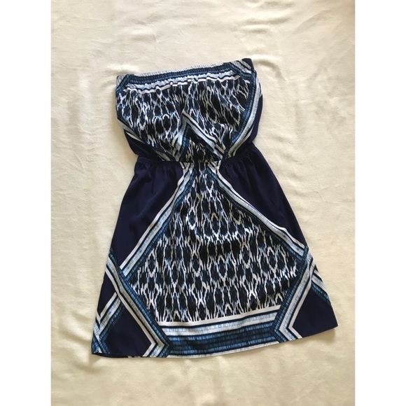 Express Geometric Navy White Mini Dress - Picture 1 of 2